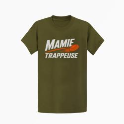 T-shirt Ball Trap Mamie trappeuse Cadeau passion Kaki / Blanc et orange