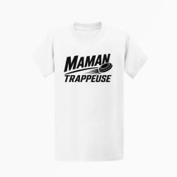 T-shirt Ball Trap Maman trappeuse Cadeau personnalis&eacute; Blanc