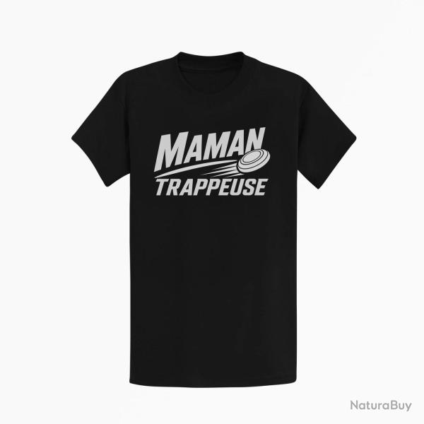 T-shirt Ball Trap Maman trappeuse Cadeau personnalis� Noir