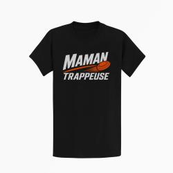 T-shirt Ball Trap Maman trappeuse Cadeau personnalis&eacute; Noir / Orange