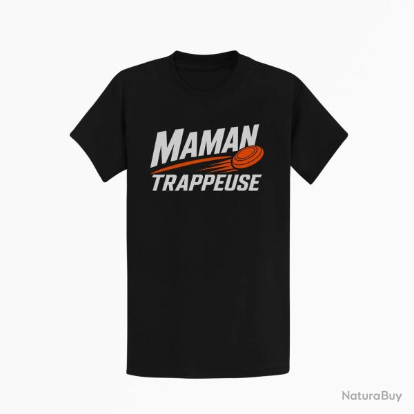 T-shirt Ball Trap Maman trappeuse Cadeau personnalis� Noir / Orange