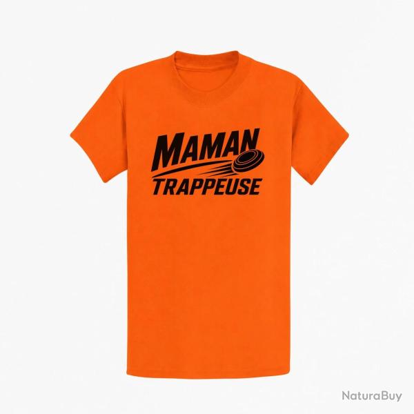 T-shirt Ball Trap Maman trappeuse Cadeau personnalis� Orange
