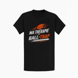 T-shirt Ball Trap Ma th&eacute;rapie, le Ball Trap Humour Noir / Orange