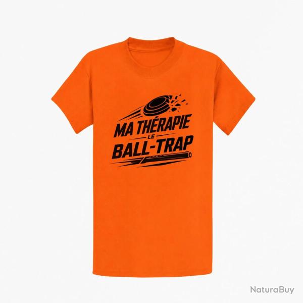 T-shirt Ball Trap Ma th�rapie, le Ball Trap Humour Orange