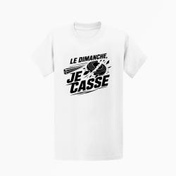 T-shirt Ball Trap Le dimanche je casse Stand de tir Blanc