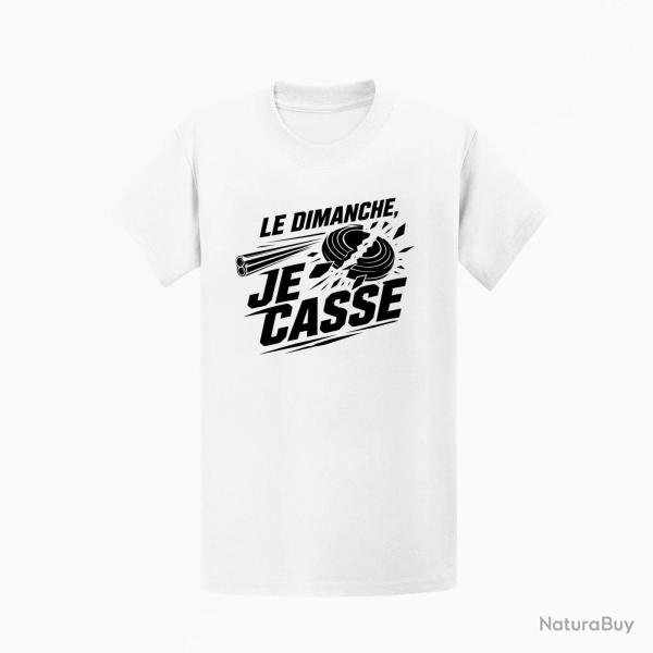 T-shirt Ball Trap Le dimanche je casse Stand de tir Blanc