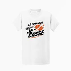 T-shirt Ball Trap Le dimanche je casse Stand de tir Blanc / Orange