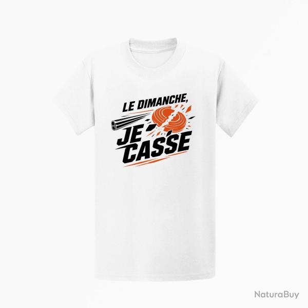 T-shirt Ball Trap Le dimanche je casse Stand de tir Blanc / Orange