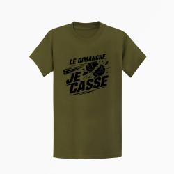 T-shirt Ball Trap Le dimanche je casse Stand de tir Kaki / Noir