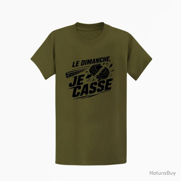 T-shirt Ball Trap Le dimanche je casse Stand de tir Kaki / Noir