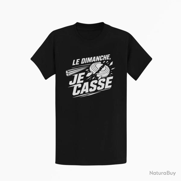 T-shirt Ball Trap Le dimanche je casse Stand de tir Noir