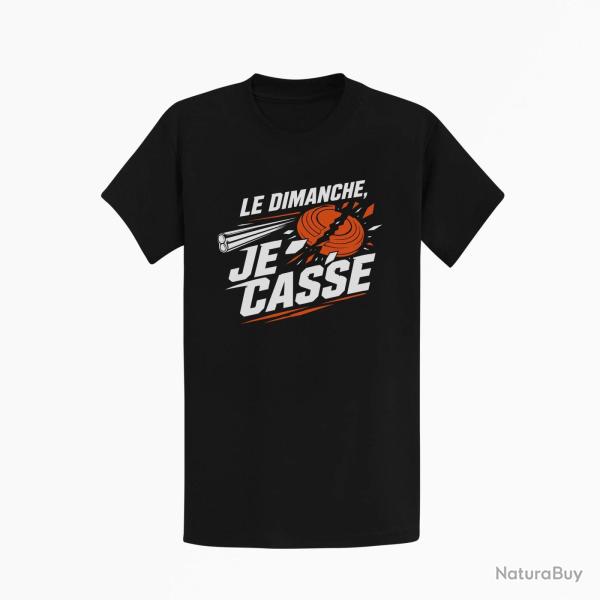 T-shirt Ball Trap Le dimanche je casse Stand de tir Noir / Orange