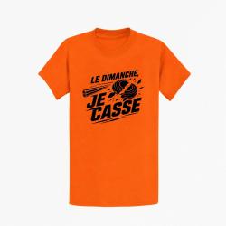 T-shirt Ball Trap Le dimanche je casse Stand de tir Orange