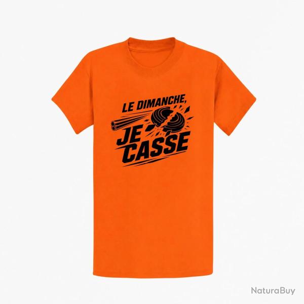 T-shirt Ball Trap Le dimanche je casse Stand de tir Orange