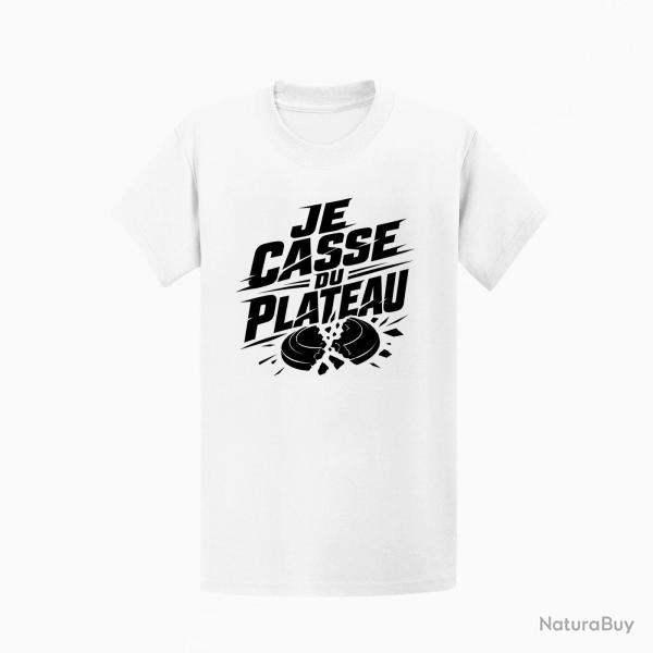 T-shirt Ball Trap Je casse du plateau Slogan tireur Blanc