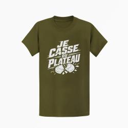 T-shirt Ball Trap Je casse du plateau Slogan tireur Kaki / Blanc