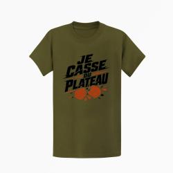 T-shirt Ball Trap Je casse du plateau Slogan tireur Kaki / Noir et orange