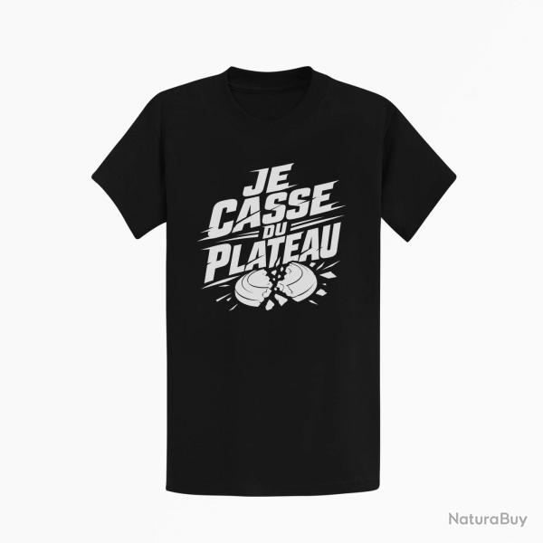 T-shirt Ball Trap Je casse du plateau Slogan tireur Noir