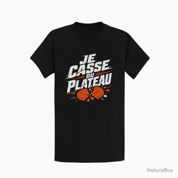 T-shirt Ball Trap Je casse du plateau Slogan tireur Noir / Orange