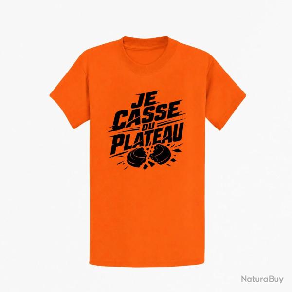 T-shirt Ball Trap Je casse du plateau Slogan tireur Orange