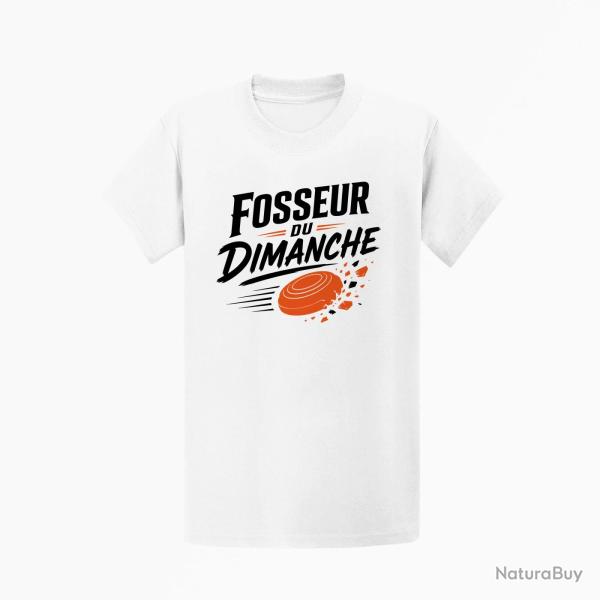 T-shirt Ball Trap Fosseur du dimanche Tireur loisir Blanc / Orange