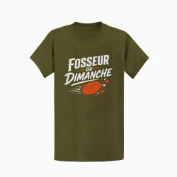 T-shirt Ball Trap Fosseur du dimanche Tireur loisir Kaki / Blanc et orange