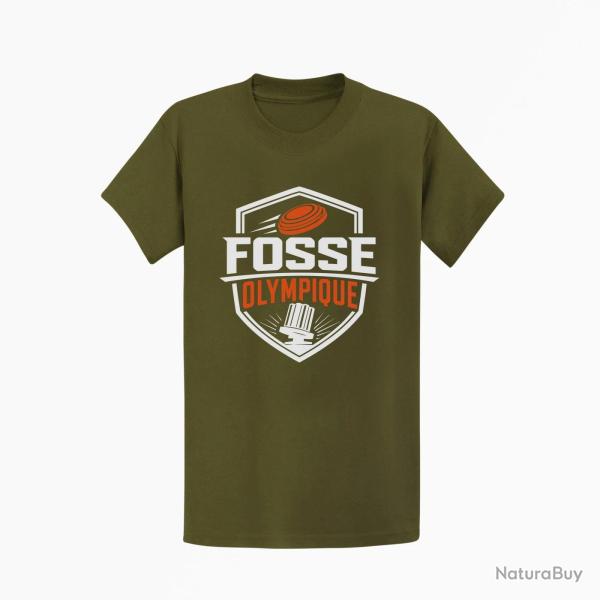 T-shirt Ball Trap Fosse olympique Tir de comp�tition Kaki / Blanc et orange