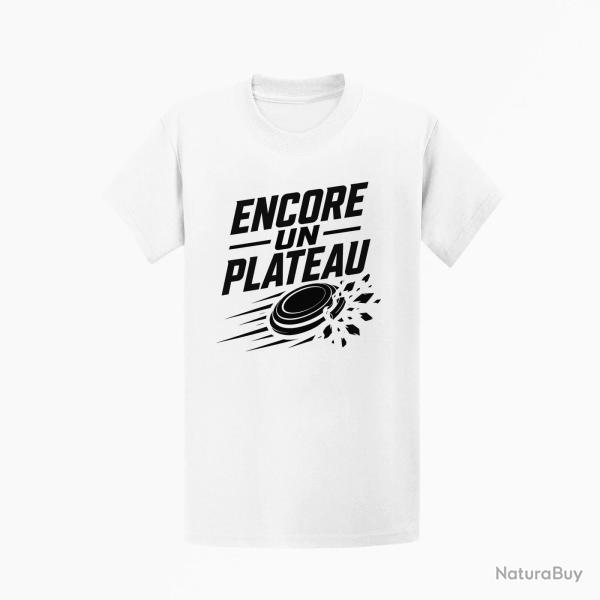T-shirt Ball Trap Encore un plateau Slogan passion Blanc