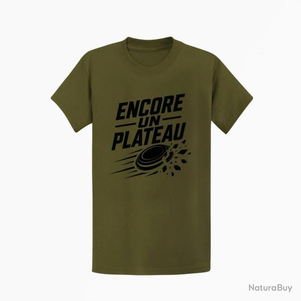 T-shirt Ball Trap Encore un plateau Slogan passion Kaki / Noir