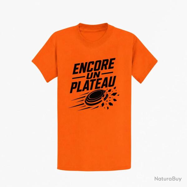 T-shirt Ball Trap Encore un plateau Slogan passion Orange