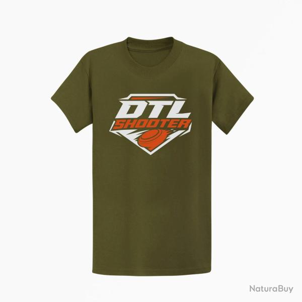 T-shirt Ball Trap DTL Shooter Down The Line Kaki / Blanc et orange