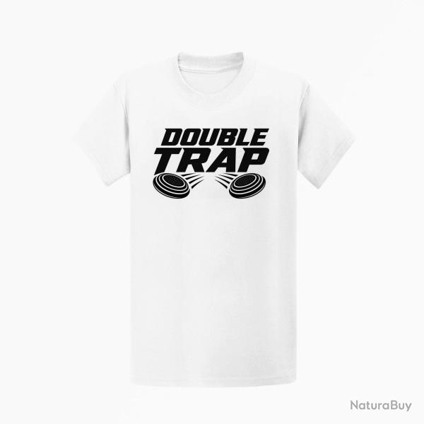 T-shirt Ball Trap Double Trap Deux plateaux Blanc