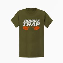 T-shirt Ball Trap Double Trap Deux plateaux Kaki / Blanc et orange
