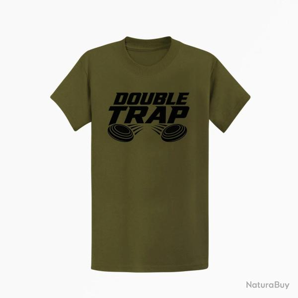 T-shirt Ball Trap Double Trap Deux plateaux Kaki / Noir