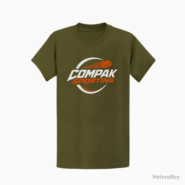 T-shirt Ball Trap Compak Sporting Parcours rapide Kaki / Blanc et orange