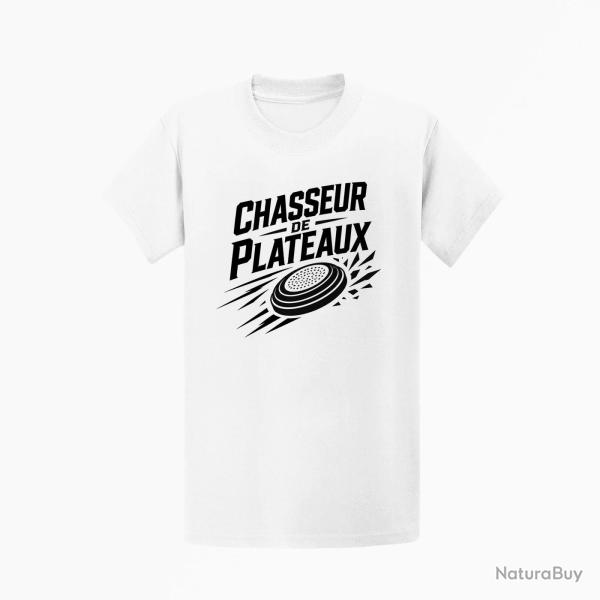T-shirt Ball Trap Chasseur de plateaux �cusson tireur Blanc
