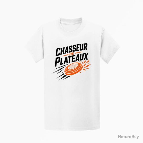 T-shirt Ball Trap Chasseur de plateaux �cusson tireur Blanc / Orange