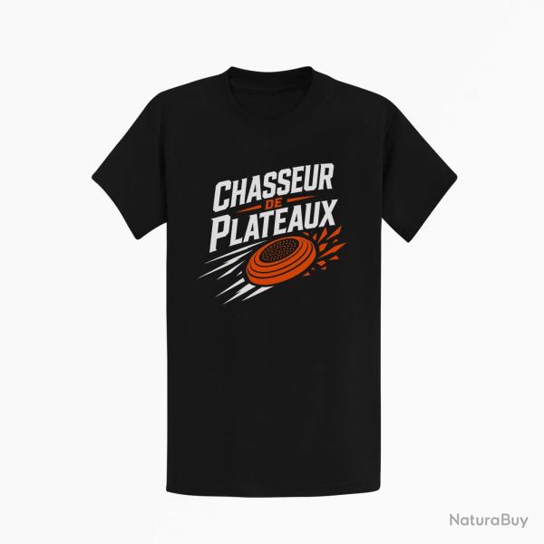 T-shirt Ball Trap Chasseur de plateaux �cusson tireur Noir / Orange