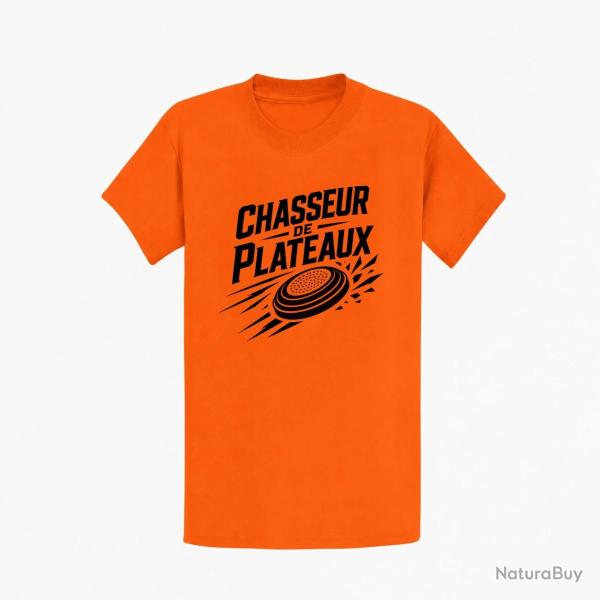 T-shirt Ball Trap Chasseur de plateaux �cusson tireur Orange