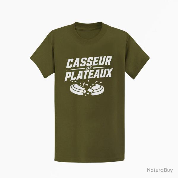 T-shirt Ball Trap Casseur de plateaux Impact explosif Kaki / Blanc