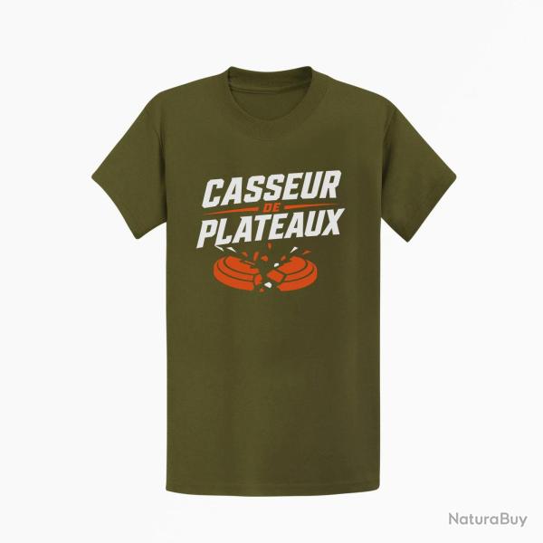 T-shirt Ball Trap Casseur de plateaux Impact explosif Kaki / Blanc et orange