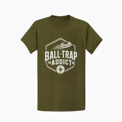 T-shirt Ball Trap Addict Badge calibre 12 Kaki / Blanc