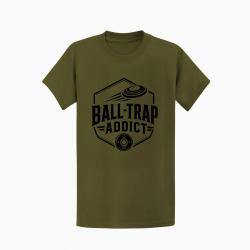 T-shirt Ball Trap Addict Badge calibre 12 Kaki / Noir