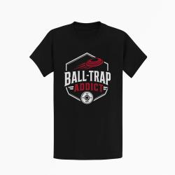T-shirt Ball Trap Addict Badge calibre 12 Noir / Blanc et rouge