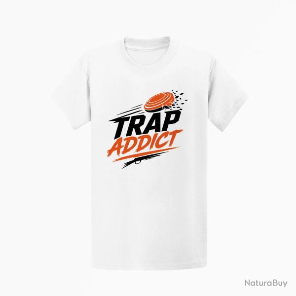 T-shirt Ball Trap Accro au Trap Passion plateaux Blanc / Orange