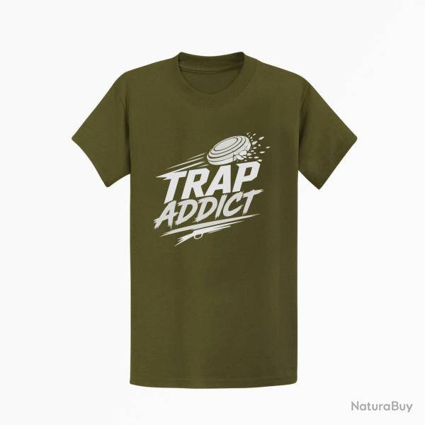 T-shirt Ball Trap Accro au Trap Passion plateaux Kaki / Blanc