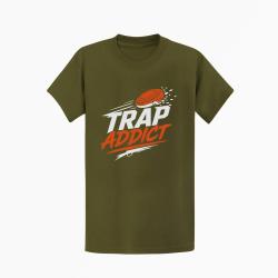 T-shirt Ball Trap Accro au Trap Passion plateaux Kaki / Blanc et orange