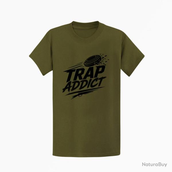 T-shirt Ball Trap Accro au Trap Passion plateaux Kaki / Noir