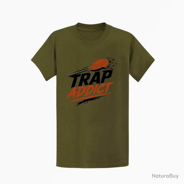 T-shirt Ball Trap Accro au Trap Passion plateaux Kaki / Noir et orange