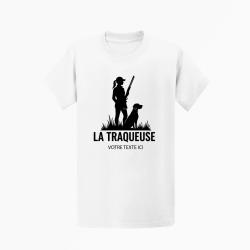 T-shirt Chasse La traqueuse Personnalisable Blanc